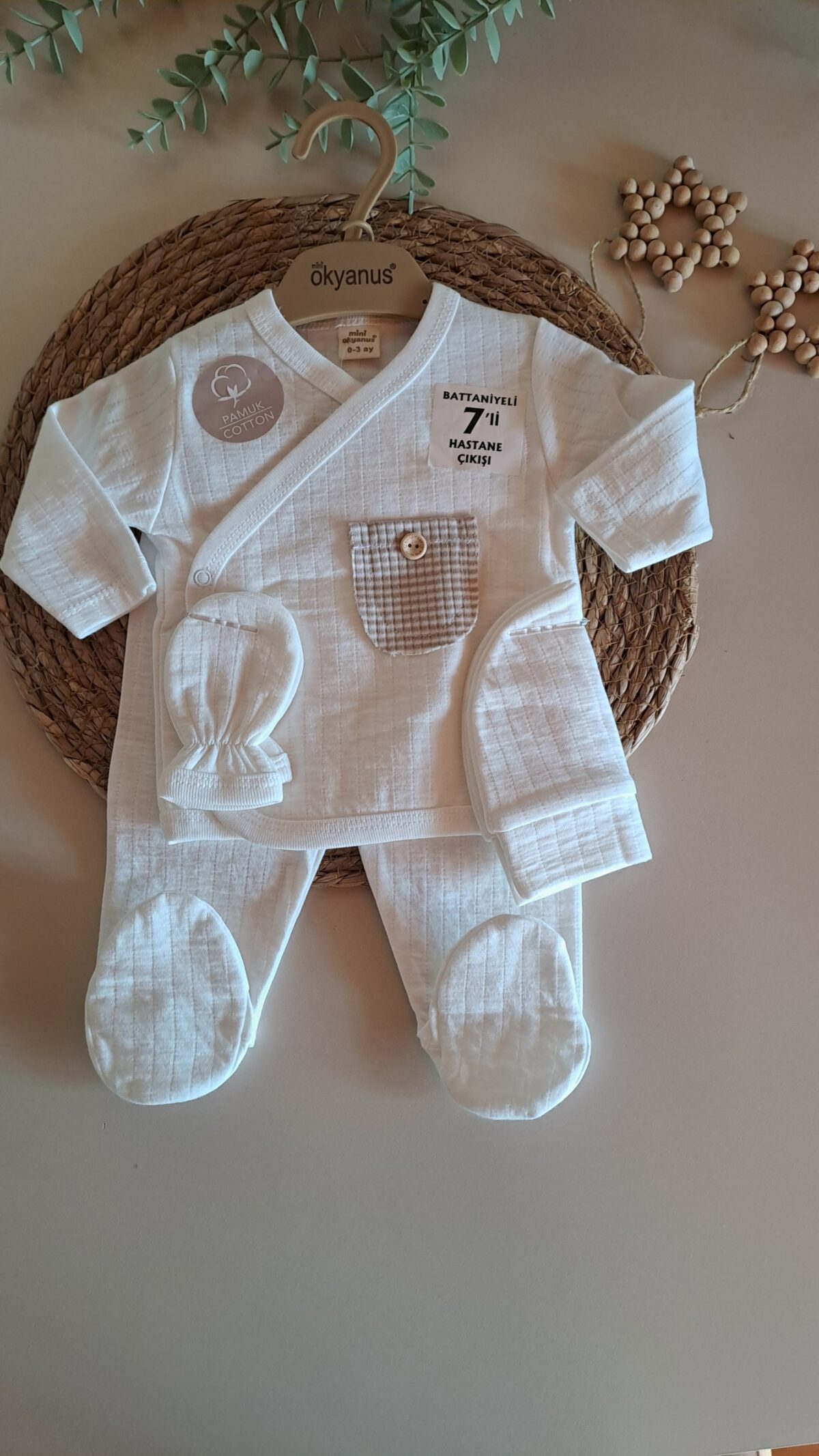 Müslin Örme Cepli Battaniyeli 7Li Set - Görsel 2