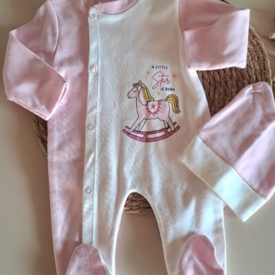 Oyuncak At Baskılı Bereli Penye Tulum