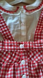 Kırmızı Ekose Desen Zıbınlı Bady Salopetli Kız Bebek Takım %100 Pamuk - Görsel 7