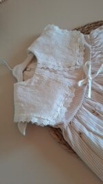 Kahve Fisto Geniş Yakalı %100 Pamuk Çiçek Nakışlı Elbise - Görsel 9