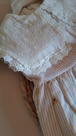 Kahve Fisto Geniş Yakalı %100 Pamuk Çiçek Nakışlı Elbise - Görsel 8