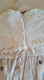 Kahve Fisto Geniş Yakalı %100 Pamuk Çiçek Nakışlı Elbise - Görsel 6