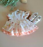 Renkli Kalpli  Müslin Elbise %100 Pamuk - Görsel 3