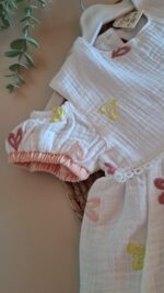 Renkli Kalpli  Müslin Elbise %100 Pamuk - Görsel 6