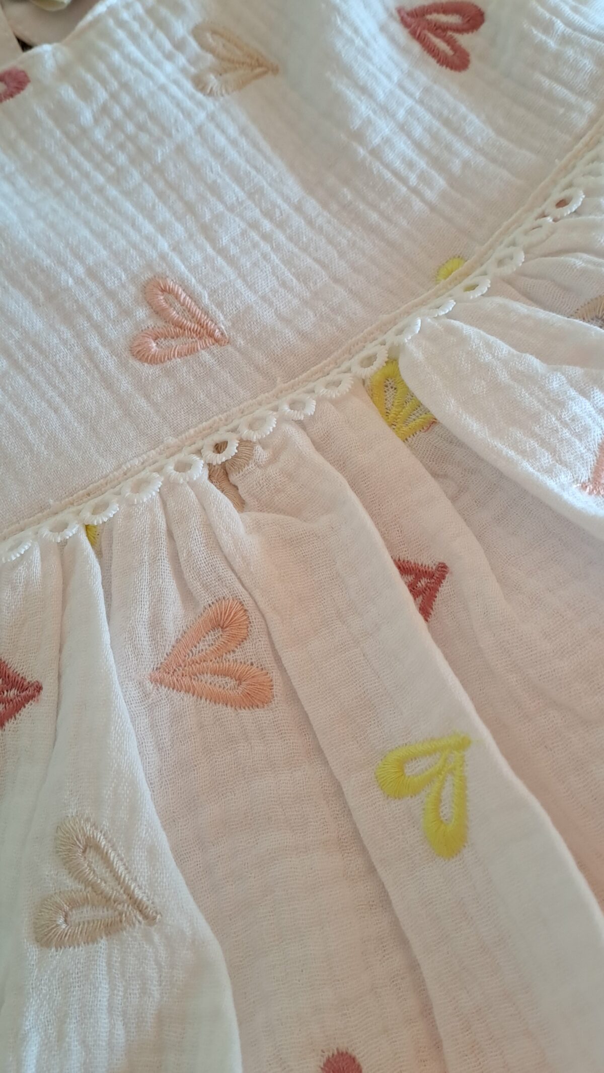 Renkli Kalpli  Müslin Elbise %100 Pamuk - Görsel 8