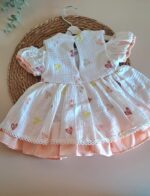 Renkli Kalpli  Müslin Elbise %100 Pamuk - Görsel 7