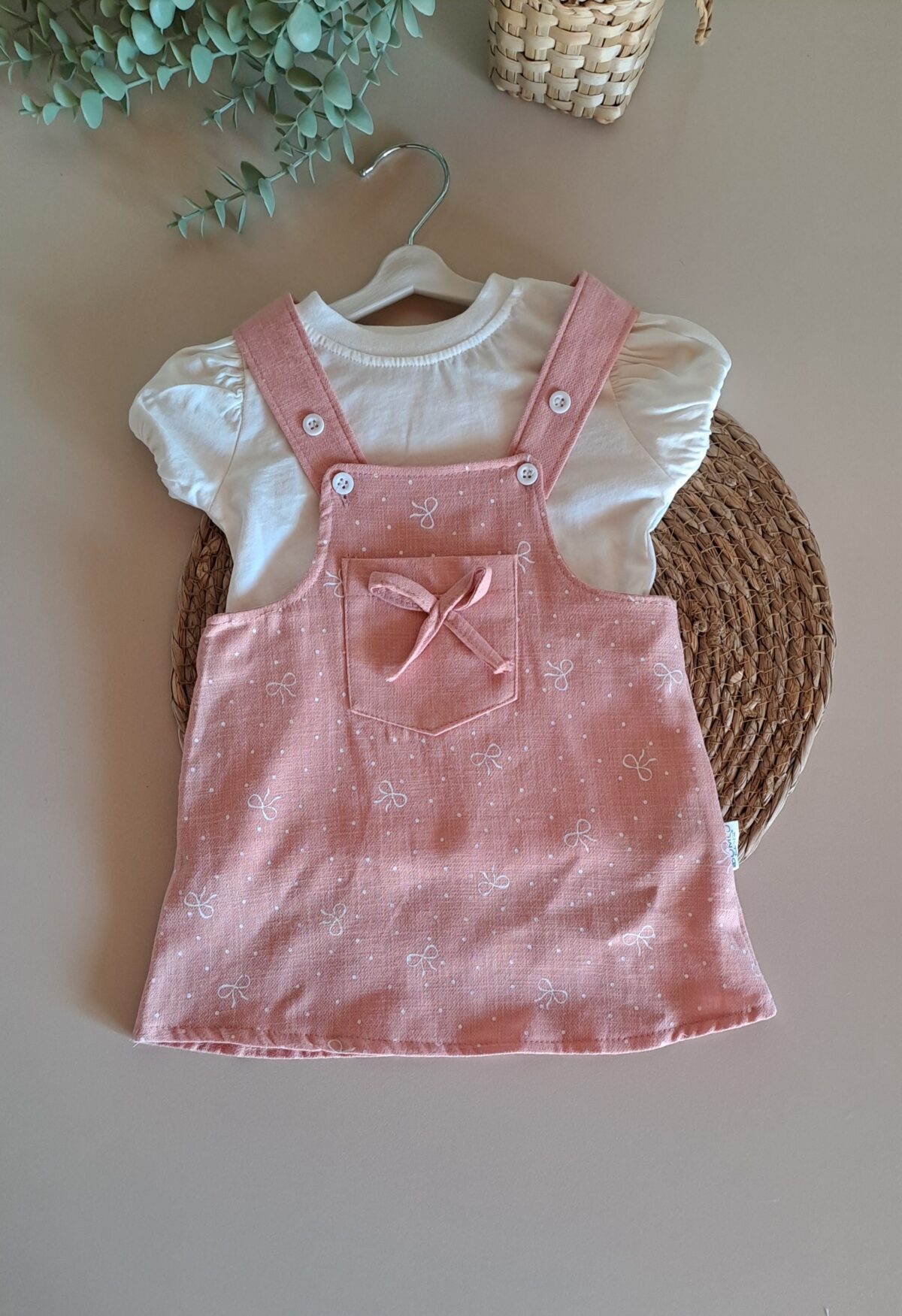 Fiyonk Detaylı Kız Bebek Salopet - Görsel 6