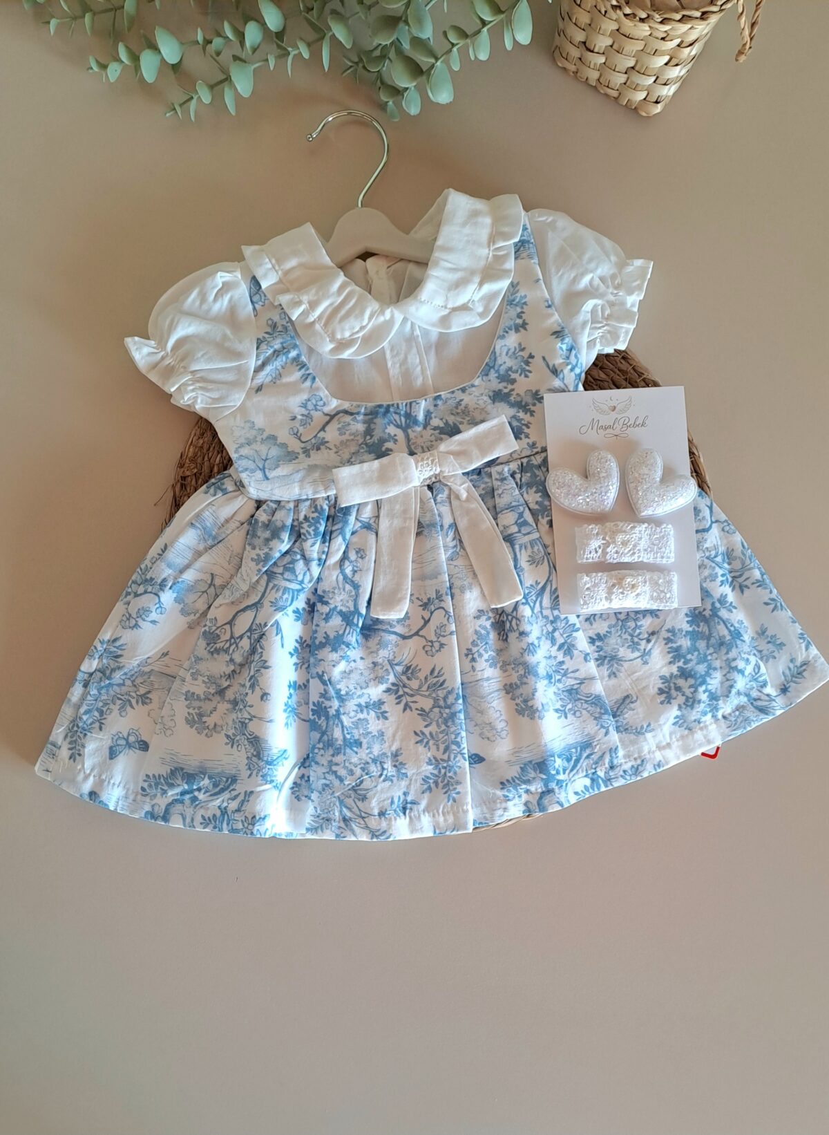 Mavi Dijital Baskı %100 Pamuk Vual Gömlekli Elbise - Görsel 2