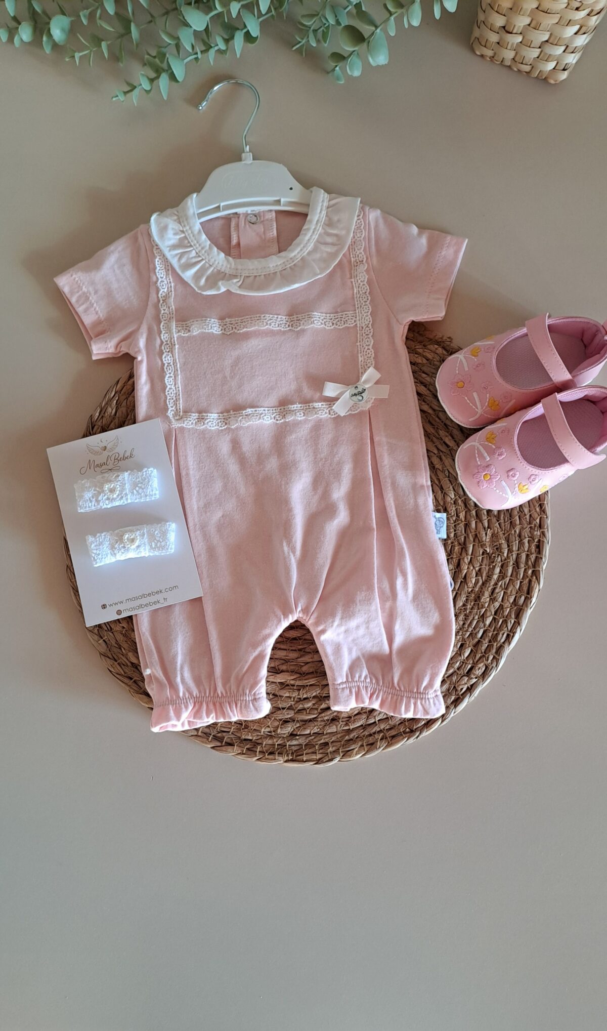 Fisto Detaylı %100 Pamuk Kız Bebek Tulum - Görsel 1