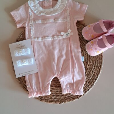 Fisto Detaylı %100 Pamuk Kız Bebek Tulum