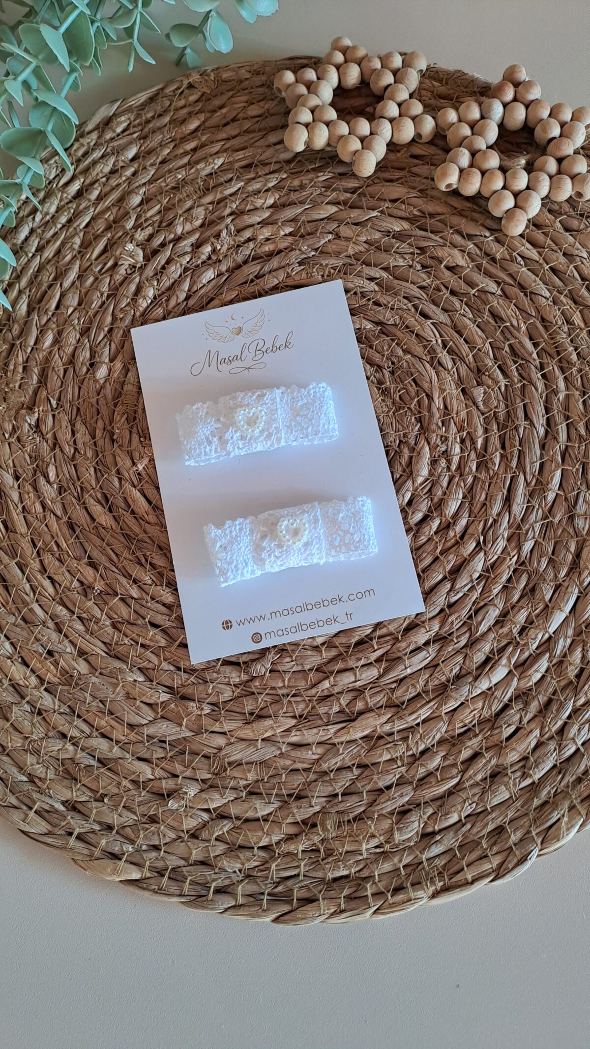 Beyaz Fisto Model Saçlı/Saçsız Bebek Tokası 2li Set - Görsel 1