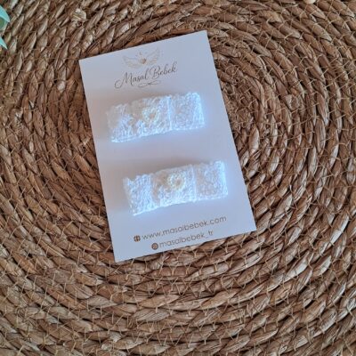 Beyaz Fisto Model Saçlı/Saçsız Bebek Tokası 2li Set