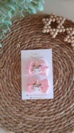 Pembe Kurdaleli Unicorn Model Saçlı/Saçsız Bebek Tokası ı 2li Set - Görsel 2