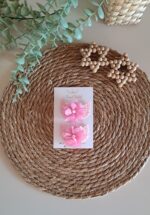 Pembe Melek Kanatlı Çiçekli Saçlı/Saçsız Bebek Tokası 2li Set - Görsel 2