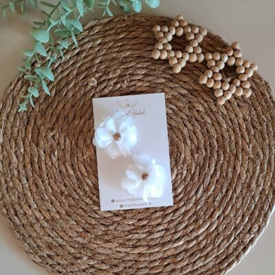 Beyaz Taşlı Çiçekli Saçlı/Saçsız Bebek Tokası 2li Set