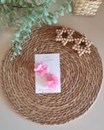 Pembe Çiçekli Saçlı/Saçsız Bebek Tokası 2li Set