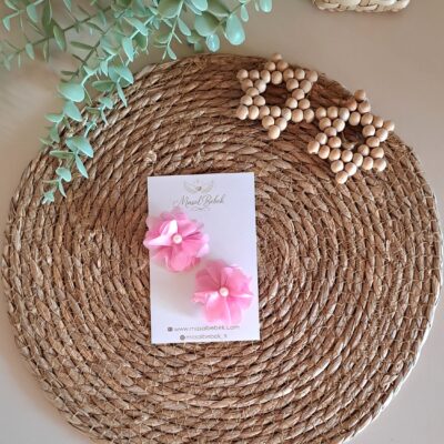 Pembe Çiçekli Saçlı/Saçsız Bebek Tokası 2li Set