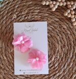 Pembe Çiçekli Saçlı/Saçsız Bebek Tokası 2li Set - Görsel 2