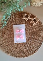 Pembe Parıltılı Kurdale Model Saçlı/Saçsız Bebek Tokası 2li Set