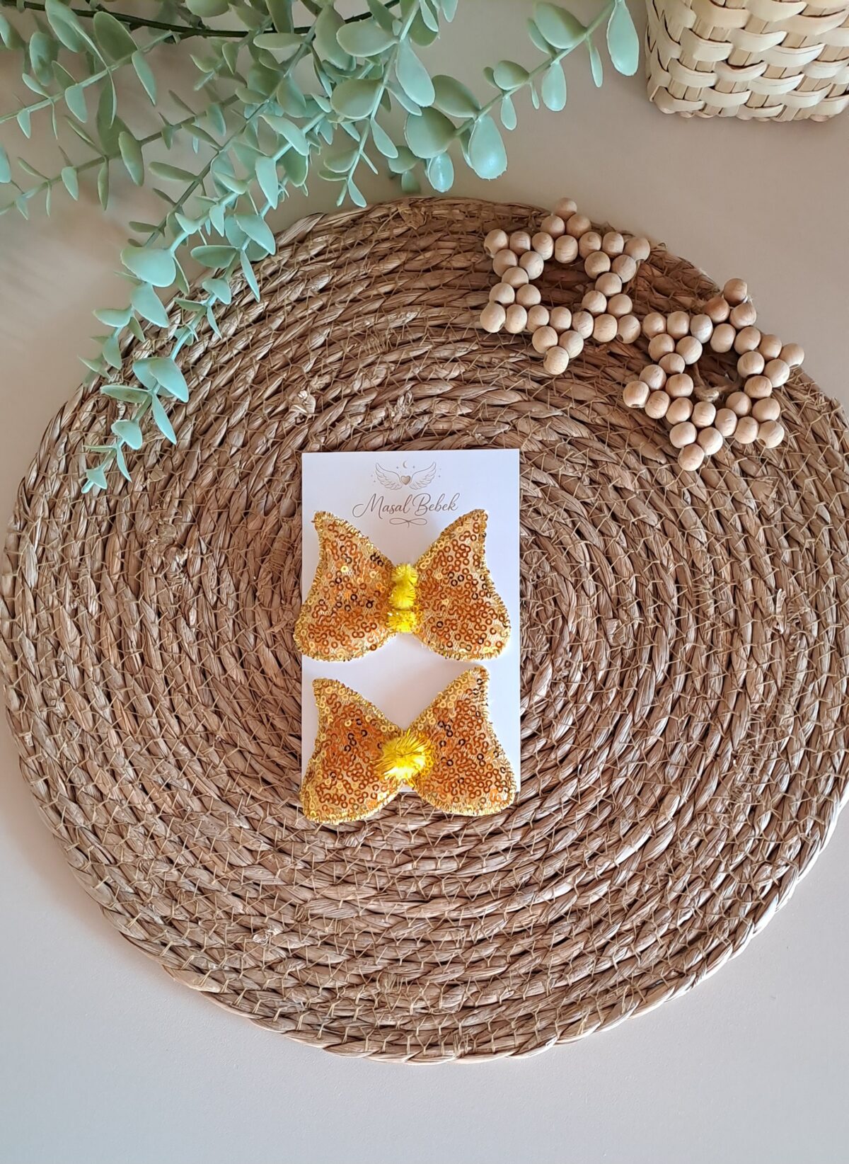 Gold Kelebek Model Saçlı/Saçsız Bebek Tokası Adet - Görsel 1