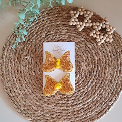 Gold Kelebek Model Saçlı/Saçsız Bebek Tokası Adet