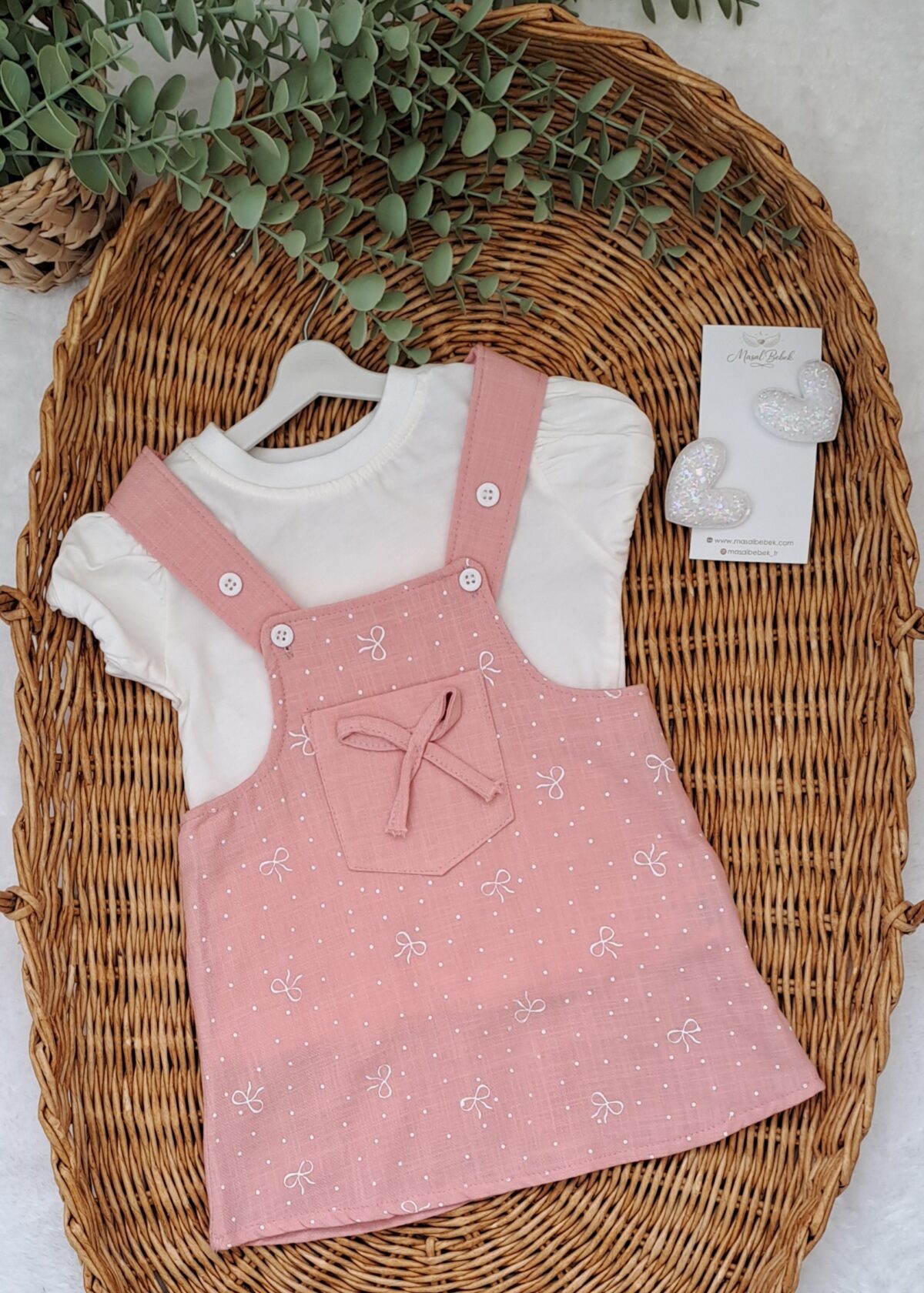 Fiyonk Detaylı Kız Bebek Salopet - Görsel 1