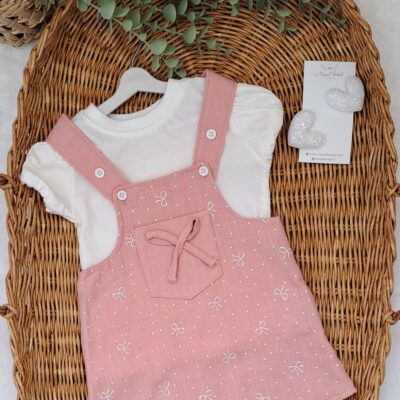 Fiyonk Detaylı Kız Bebek Salopet