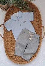 Mendil Detaylı %100 Pamuk Gömlek ve Jogger Pantalonlu 2li Takım - Görsel 10