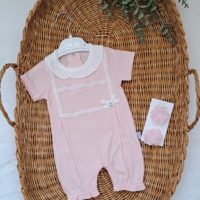 Fisto Detaylı %100 Pamuk Kız Bebek Tulum
