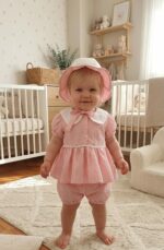 Kol Fiyonk Detaylı Şapkalı 3'lü Takım Pembe - Görsel 2