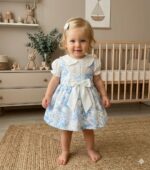 Mavi Dijital Baskı %100 Pamuk Vual Gömlekli Elbise - Görsel 5