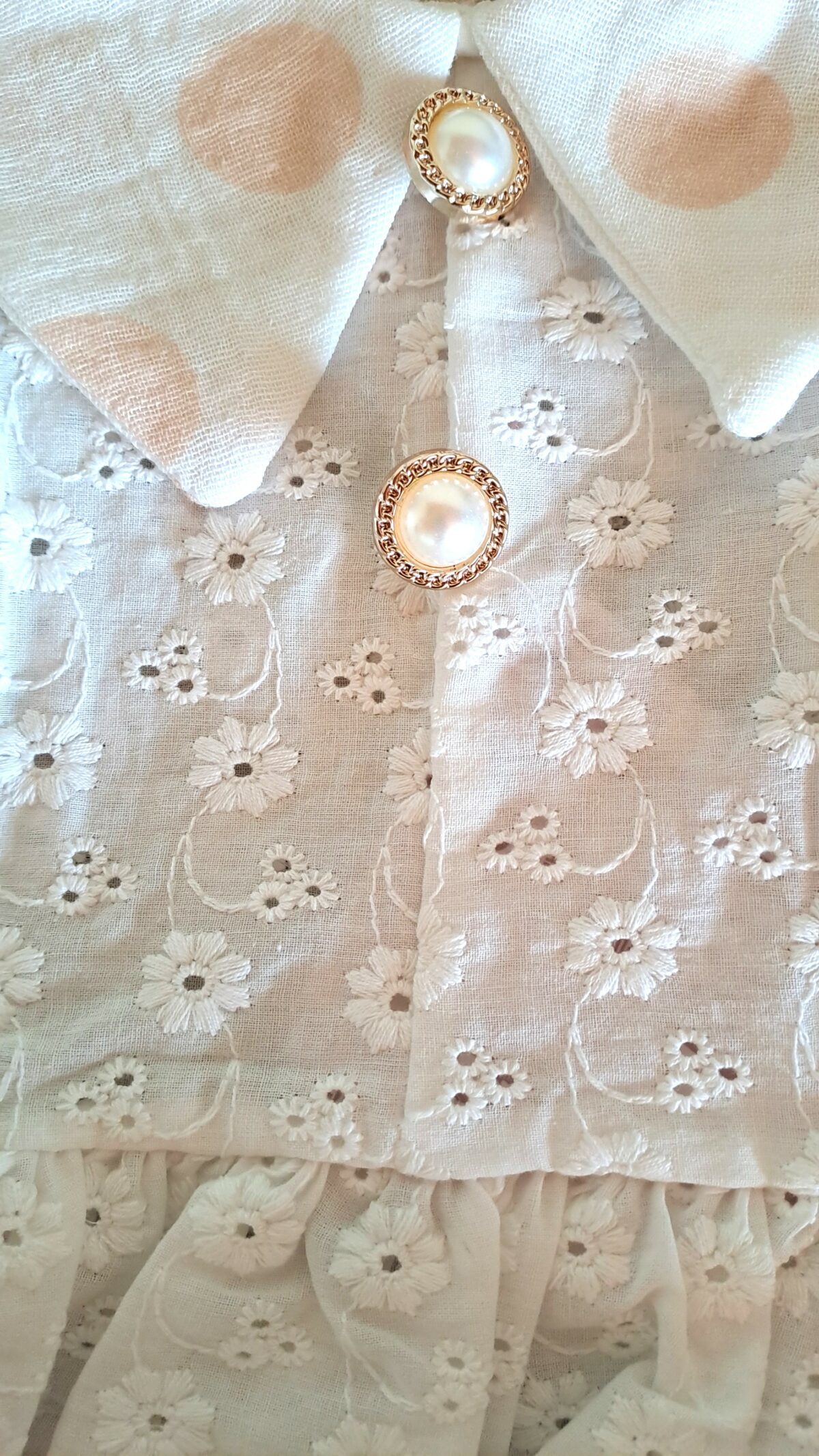 Müslin Fırfır Etekli Düğmeli %100 Pamuk Fisto Bluz 2li Takım - Görsel 3