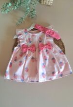 %100 Pamuk Çilek Desenli Elbise