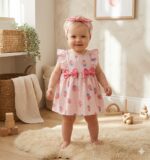 %100 Pamuk Çilek Desenli Elbise - Görsel 4