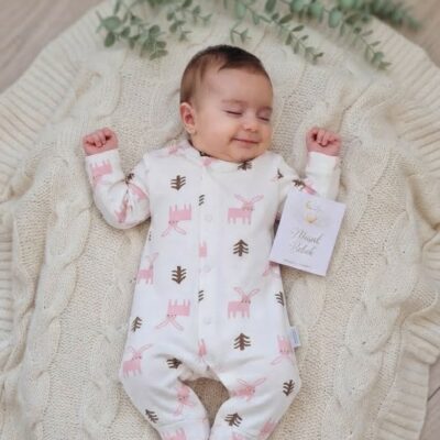 Tavşan Desenli Kız Bebe Tulum