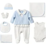 Puantiyeli Mavi 7Li Battaniyeli Hastane Çıkış Seti - Görsel 2