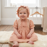 Dantel Yakalı Bereli %100 Pamuk Müslin Elbise - Görsel 2