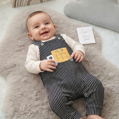 Araba Nakışlı Erkek Bebe İkili Salopet
