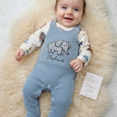  Fil Baskılı Erkek Bebe Salopet